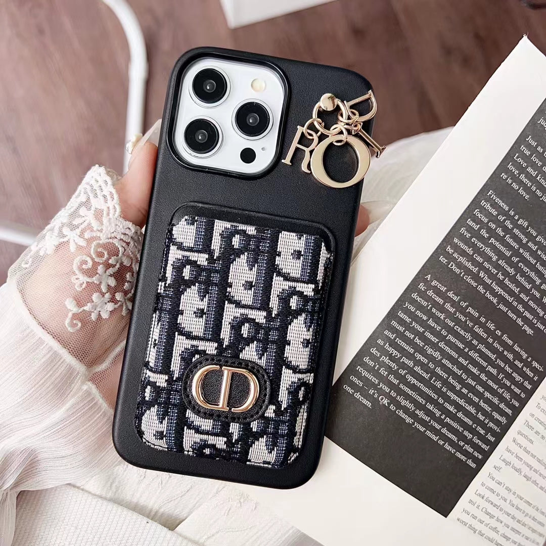 Christian Dior Iphone Case Card Slot For 12 13 14 15 Pro Max Plus Models