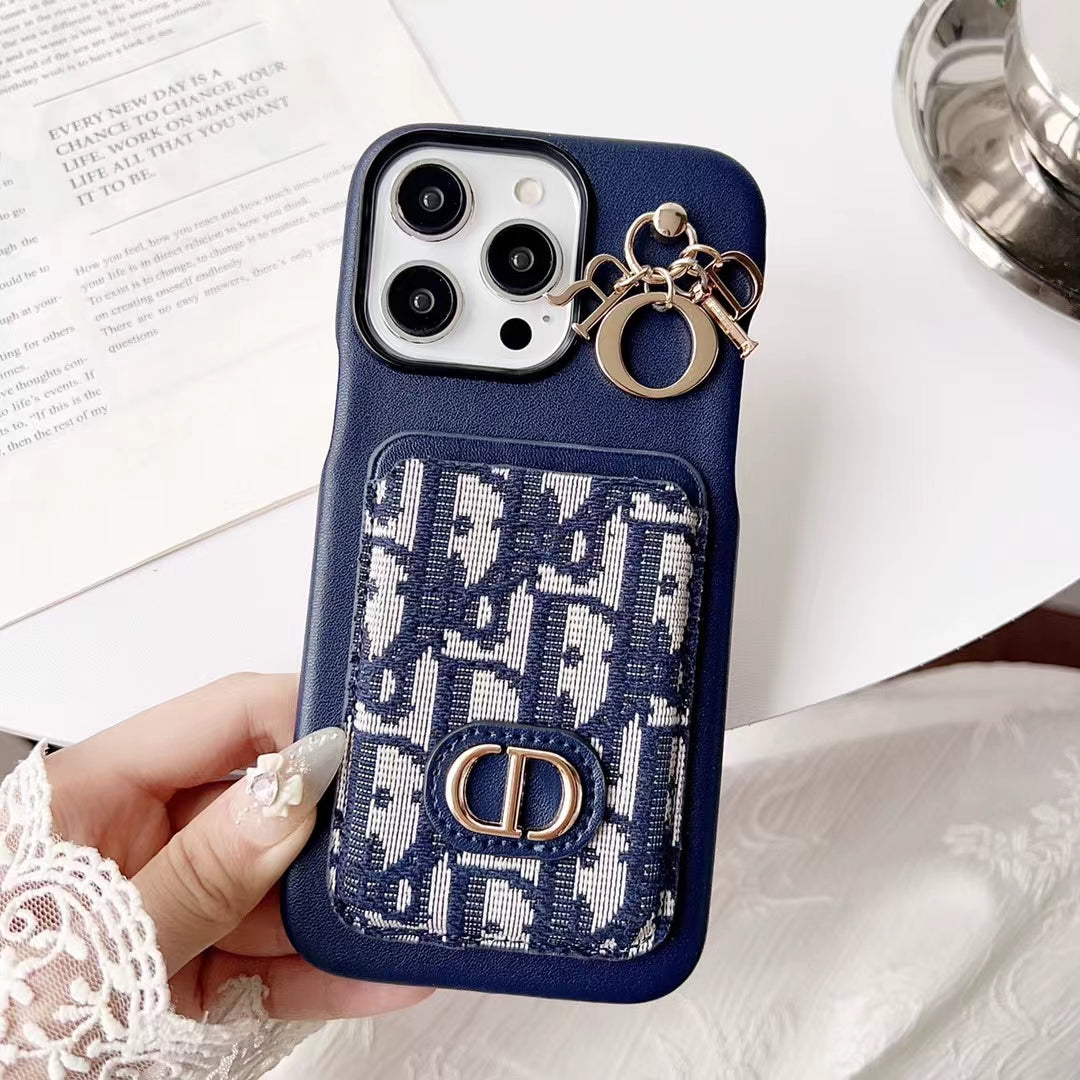 Christian Dior Iphone Case Card Slot For 12 13 14 15 Pro Max Plus Models