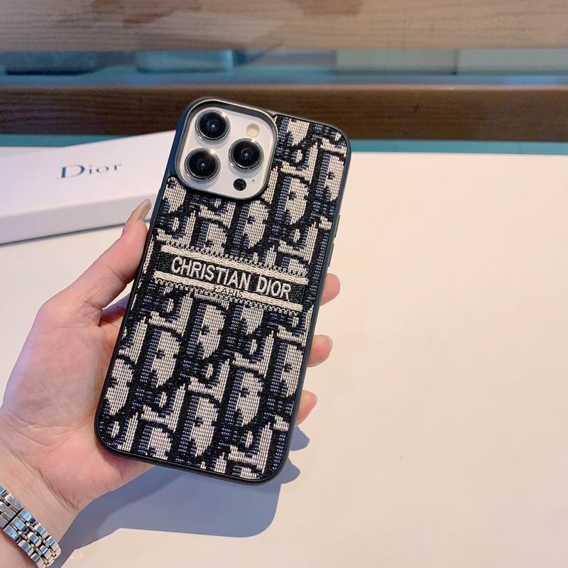 Iphone Case Dior Style Fabric Canvas For 11 12 13 14 15 16 Pro Max Plus