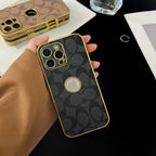 Electroplated Coach Monogram Iphone Case 12 13 14 15 16 Pro Max Plus