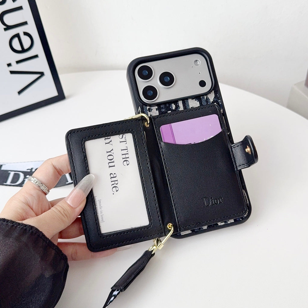 Fabric Canvas Dior Crossbody Case Iphone 12-17 / Pro / Pro Max / Plus