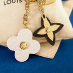 Reverse of white floral keychain showing textured petals