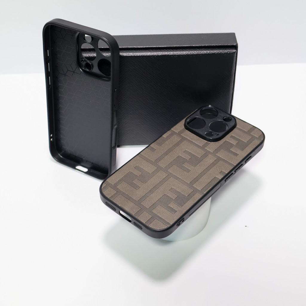 Fendi Leather Iphone Case For 12-17 Pro Max Plus