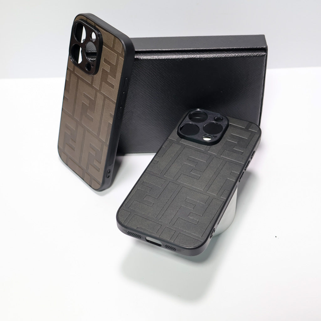 Fendi Leather Iphone Case For 12-17 Pro Max Plus