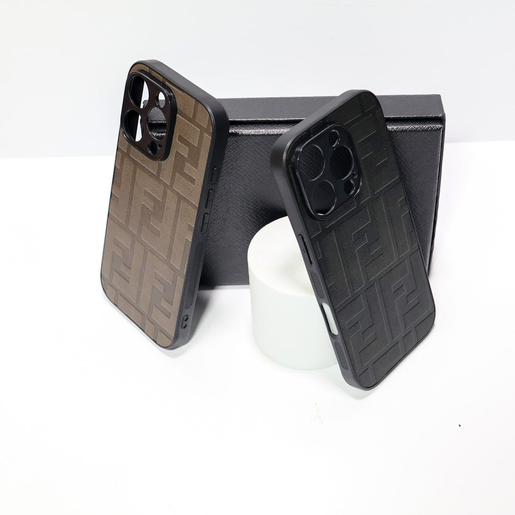 Fendi Leather Iphone Case For 12-17 Pro Max Plus