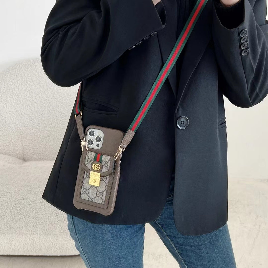 Designer Crossbody Style Iphone Case For 11 12 13 14 15 16 Pro Max Plus