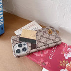 Gg Iphone Case Card Slot Accent Color For 11 12 13 14 15 16 Pro Max Plus Series