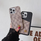 Gg Iphone Case Card Slot Accent Color For 11 12 13 14 15 16 Pro Max Plus Series