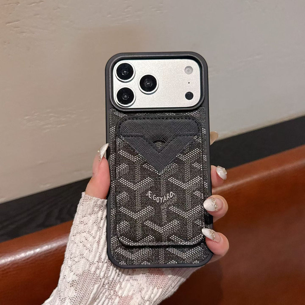 Goyard Magnet Card Holder Phone Case Iphone 13-17 / Pro / Pro Max / Plus / Air