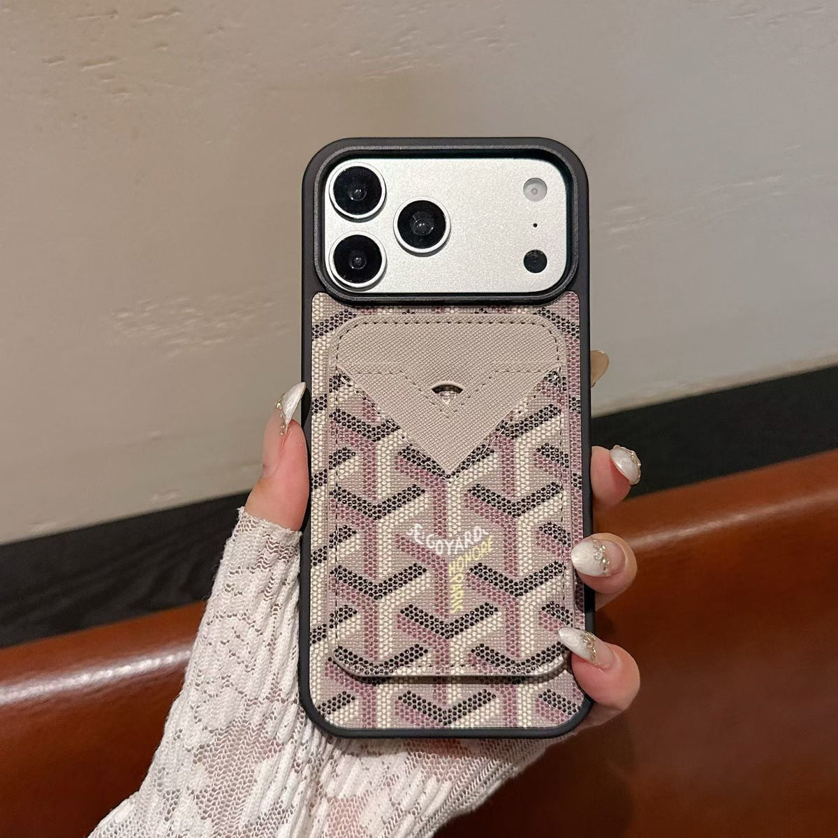 Goyard Magnet Card Holder Phone Case Iphone 13-17 / Pro / Pro Max / Plus / Air