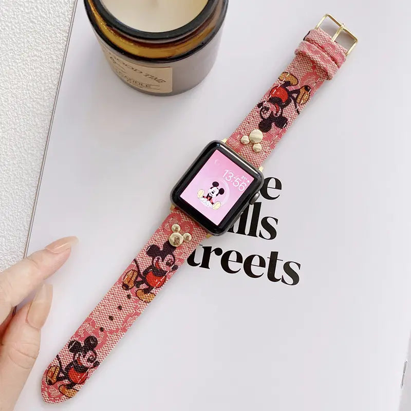Apple Watch Band Designer Leather Wrist Strap / Pink