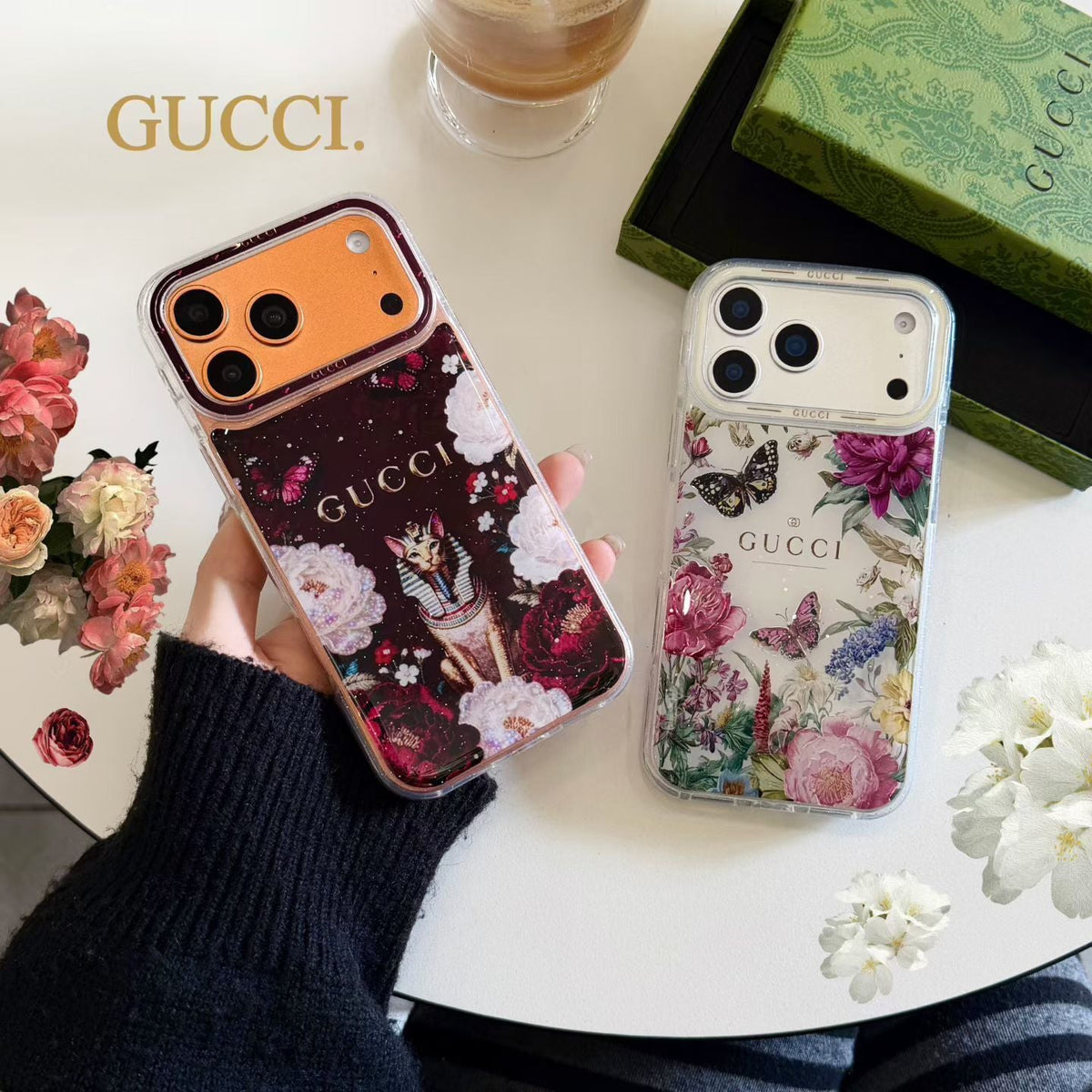 Gucci Clear Case Print Pattern Iphone 14-17 / Pro / Pro Max