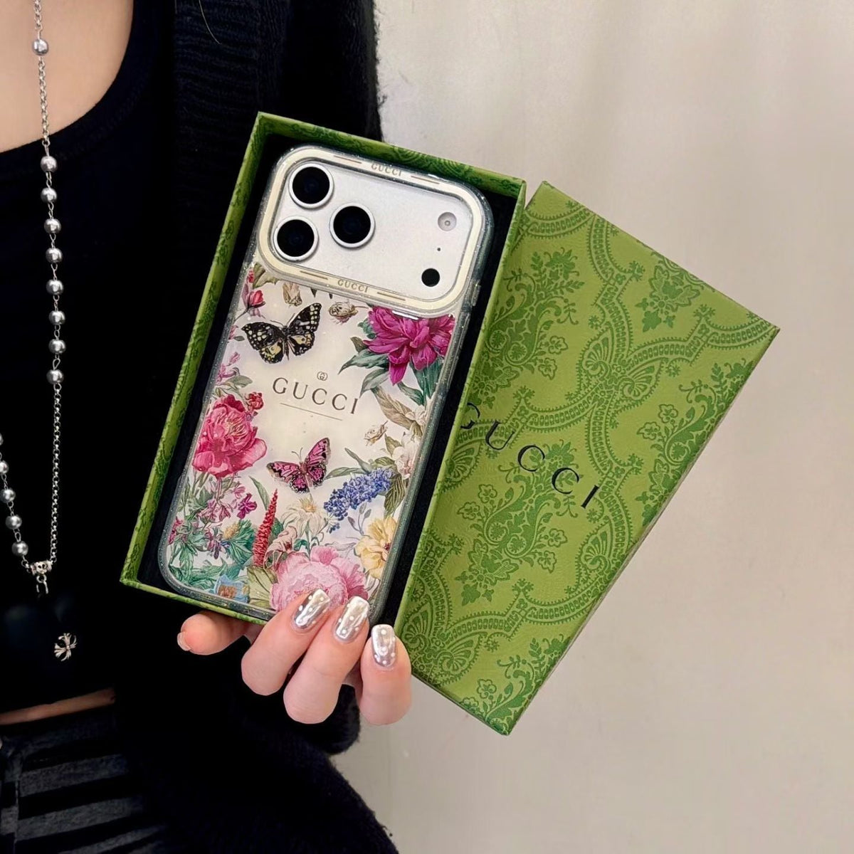 Gucci Clear Case Print Pattern Iphone 14-17 / Pro / Pro Max
