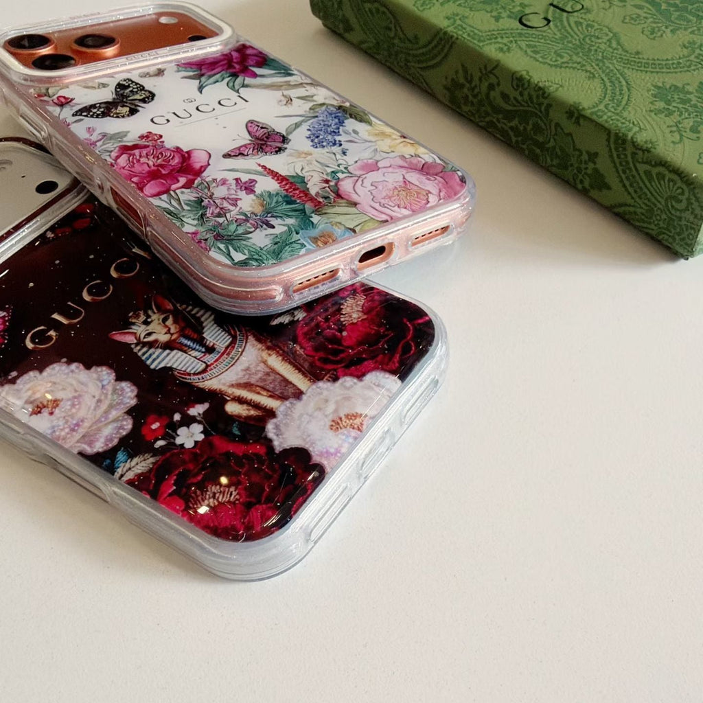 Gucci Clear Case Print Pattern Iphone 14-17 / Pro / Pro Max