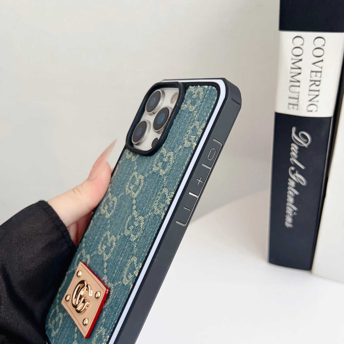 Gg Denim Iphone Case For 12-16 Pro Max
