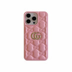 Stamped Gg Leather Iphone Case For 13-17 / Pro / Pro Max
