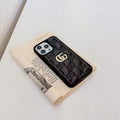 Stamped Gg Leather Iphone Case For 13-17 / Pro / Pro Max