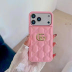 Stamped Gg Leather Iphone Case For 13-17 / Pro / Pro Max