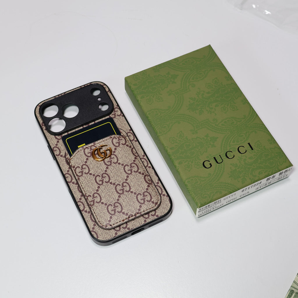 Gg Phone Case With Card Holder For 17 Series