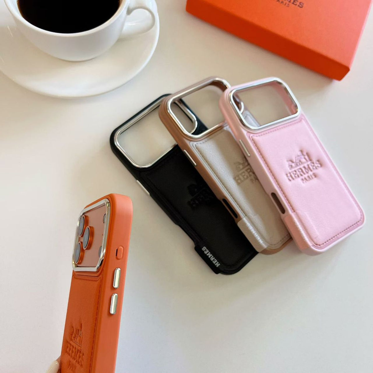 H Stamped Leather Phone Case For 13-17 / Pro / Pro Max