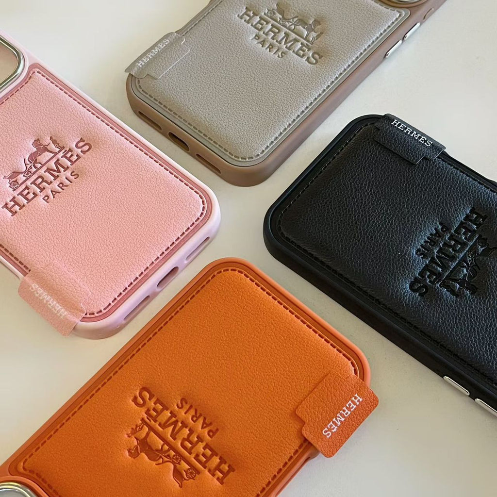 H Stamped Leather Phone Case For 13-17 / Pro / Pro Max