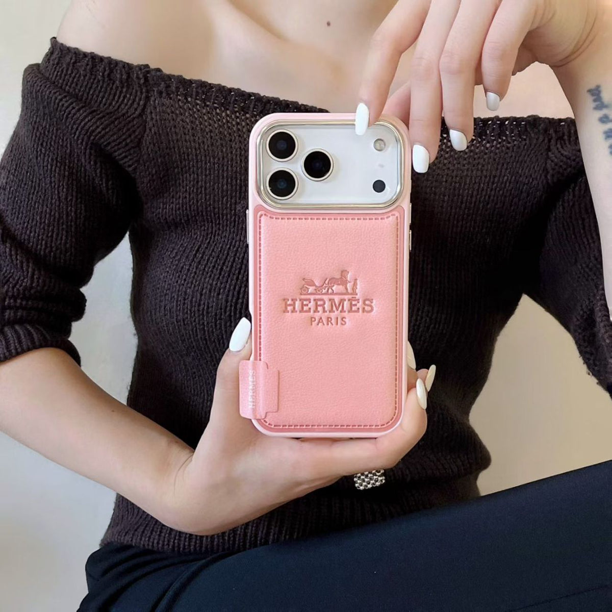H Stamped Leather Phone Case For 13-17 / Pro / Pro Max