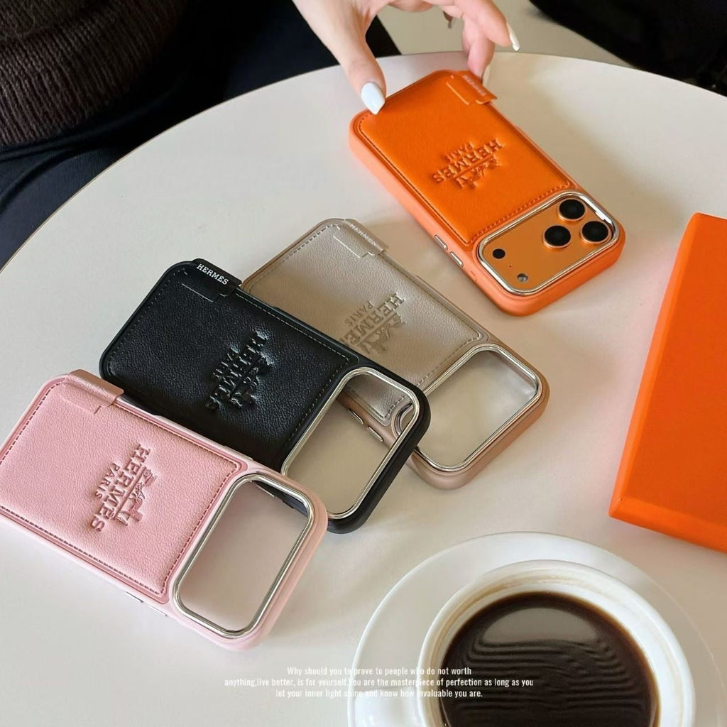 H Stamped Leather Phone Case For 13-17 / Pro / Pro Max