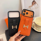 Hermes Leather Iphone Cover Card Slot For 12-17 Series