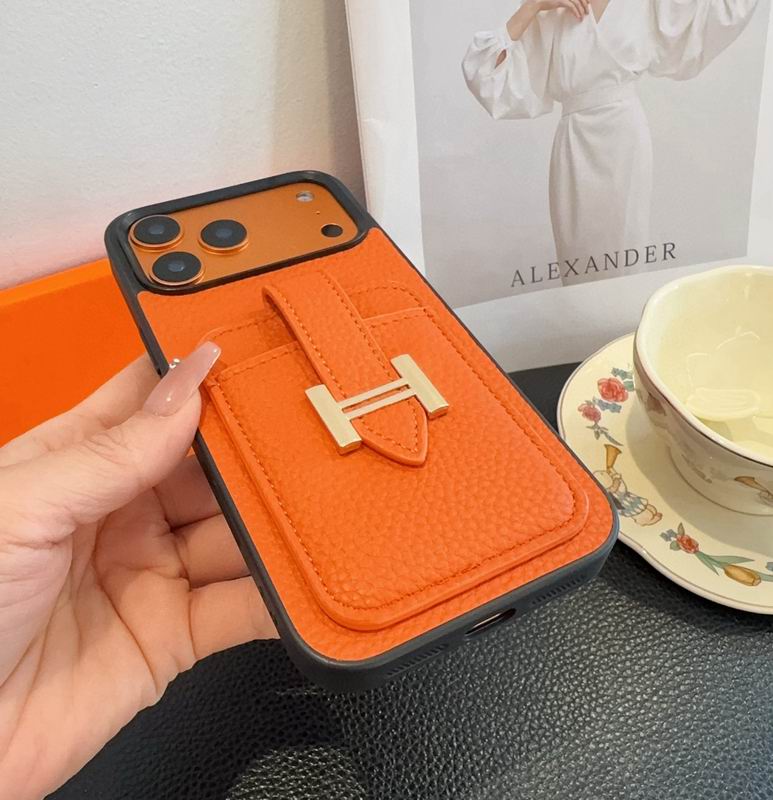 Hermes Leather Iphone Cover Card Slot For 12-17 Series
