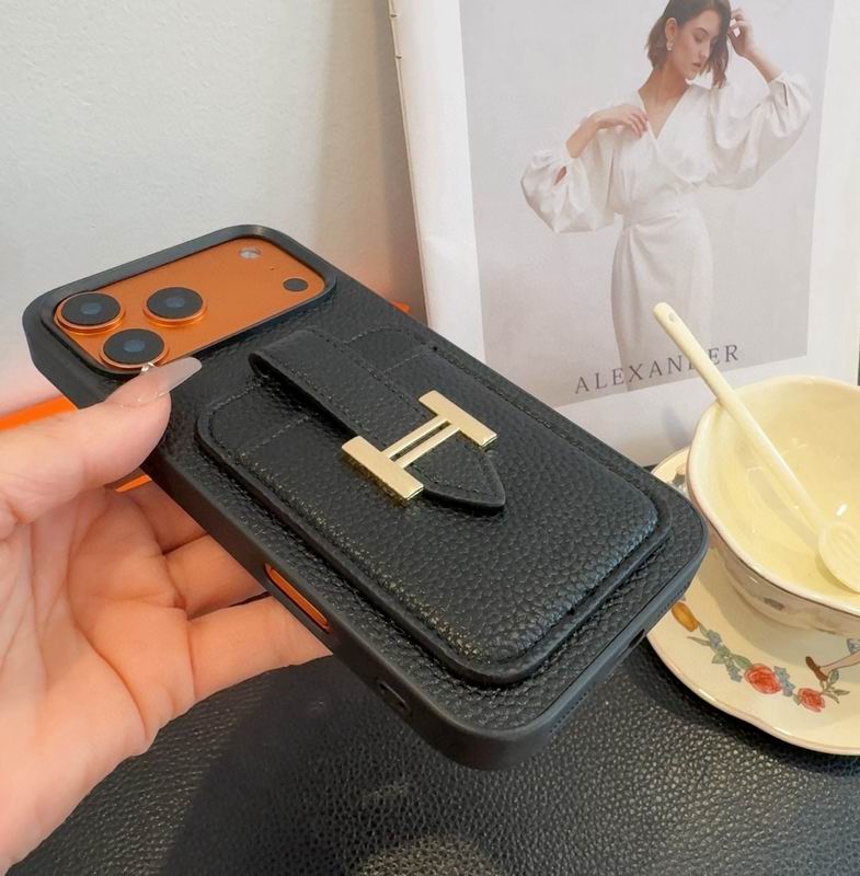 Hermes Leather Iphone Cover Card Slot For 12-17 Series