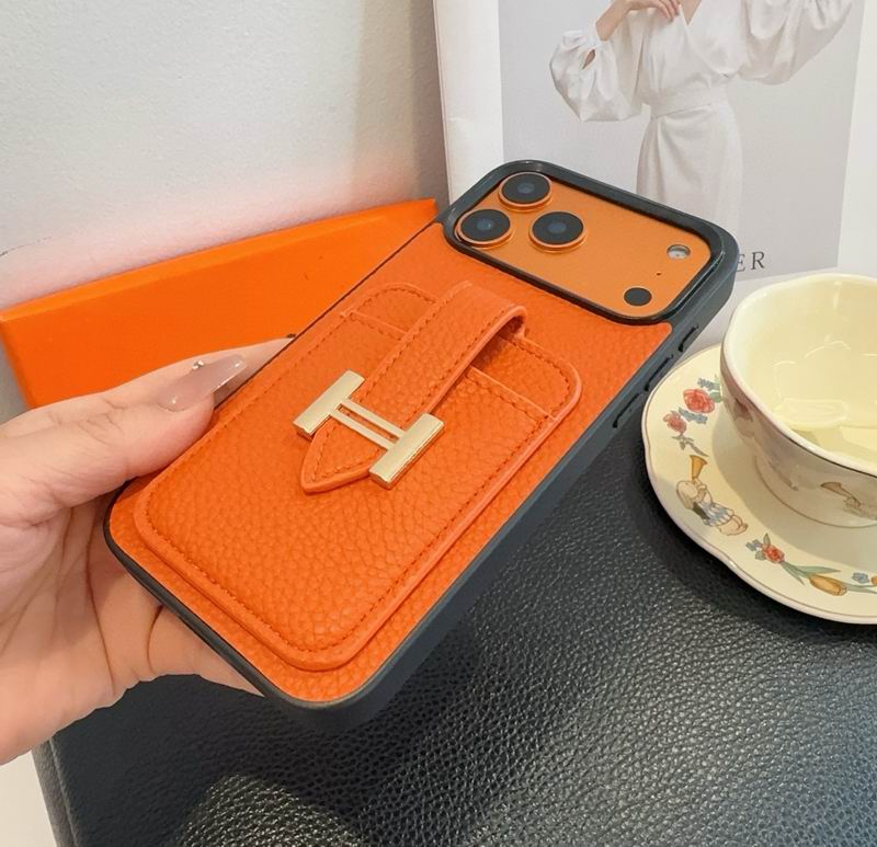 Hermes Leather Iphone Cover Card Slot For 12-17 Series