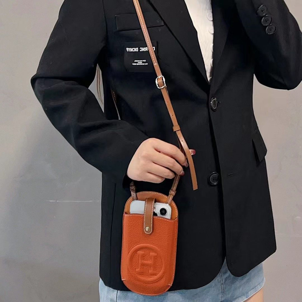 Universal H Mobile Phone Bag Crossbody Pouch Bag Adjustable Shoulder Strap / Orange