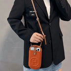 Universal H Mobile Phone Bag Crossbody Pouch Bag Adjustable Shoulder Strap / Orange