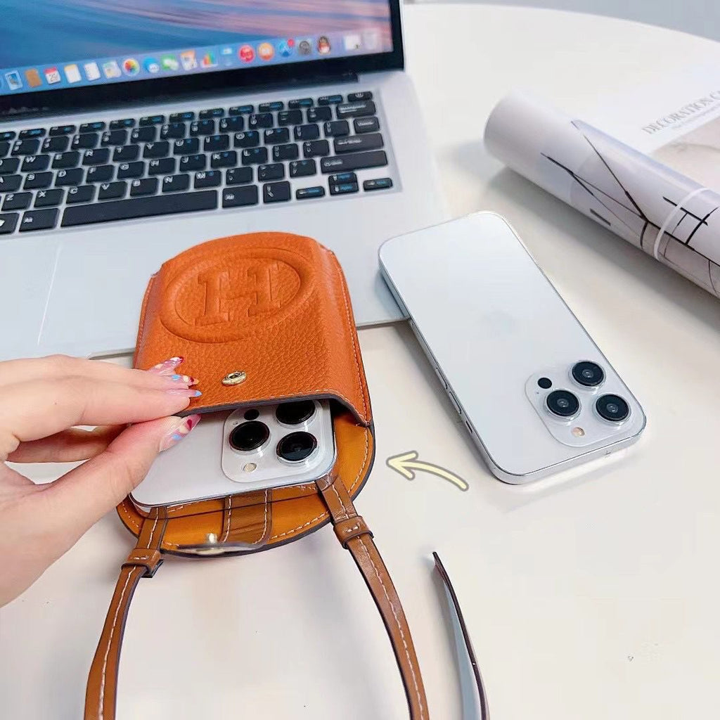 Universal H Mobile Phone Bag Crossbody Pouch Bag Adjustable Shoulder Strap / Orange