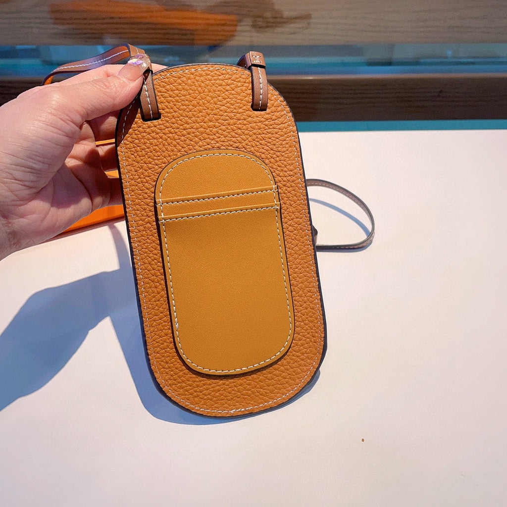 Universal Crossbody Luxury H Phone Pouch Bag Adjustable Shoulder Strap / Brown