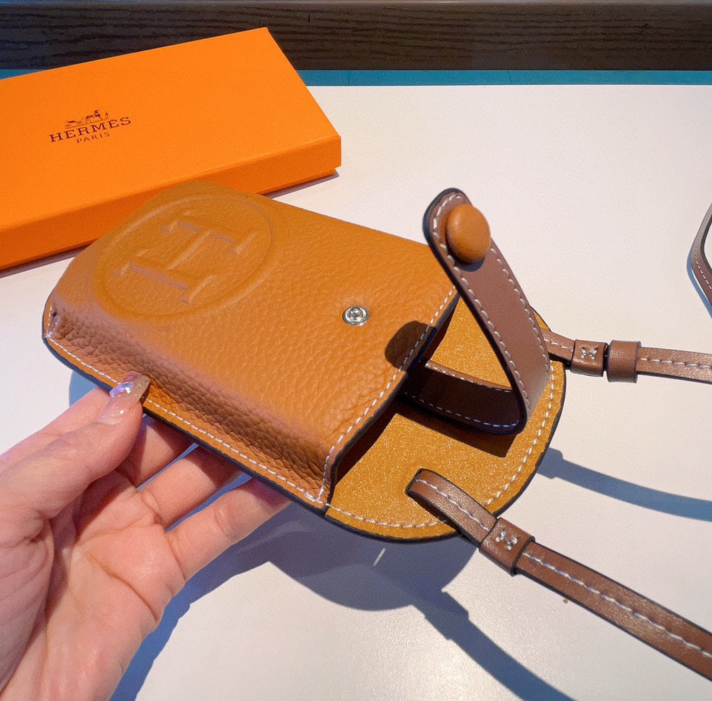 Universal Crossbody Luxury H Phone Pouch Bag Adjustable Shoulder Strap / Brown