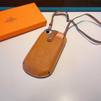 Universal Crossbody Luxury H Phone Pouch Bag Adjustable Shoulder Strap / Brown