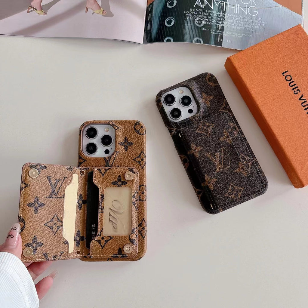 Lv Wallet Card Phone Case For Iphone 11 12 13 14 15 16 Pro Max Plus