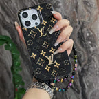 Lv Black Iphone Case Golden Monogram