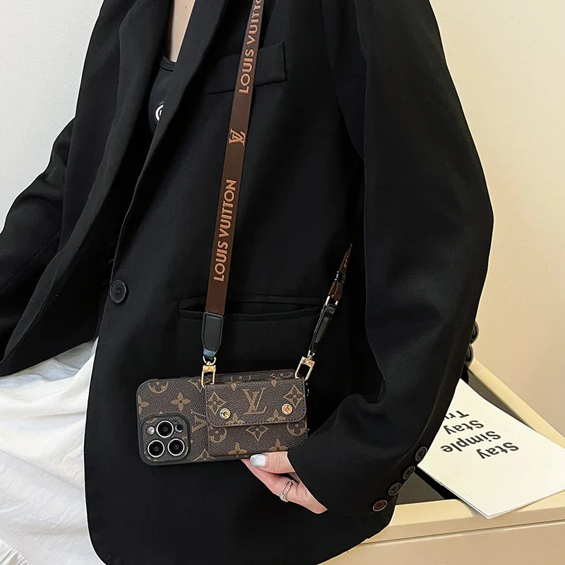 Luxury Phone Wallet Crossbody Style Lanyard For Iphone 12 – 16 Pro Max Plus Series