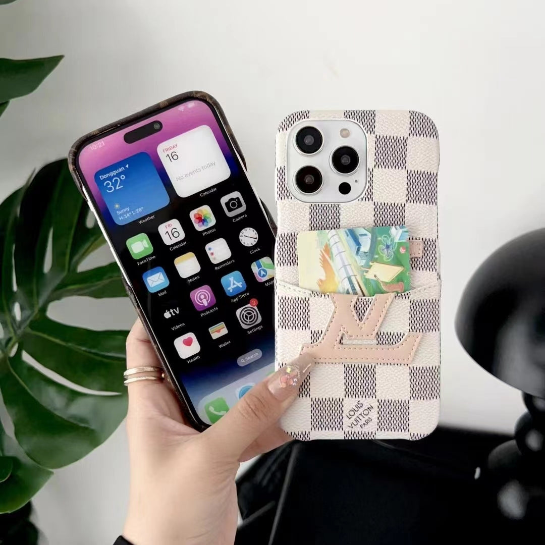 Card Holder Lv Iphone Case Luxury Pattern For 12 13 14 Pro Max Series