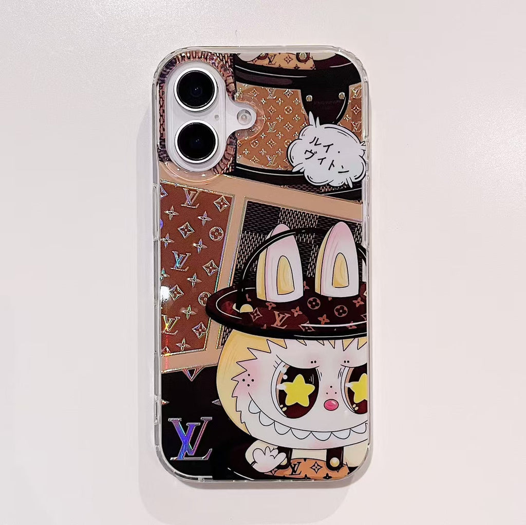 Lv Transparent Phone Case Labubu Monogram Pattern