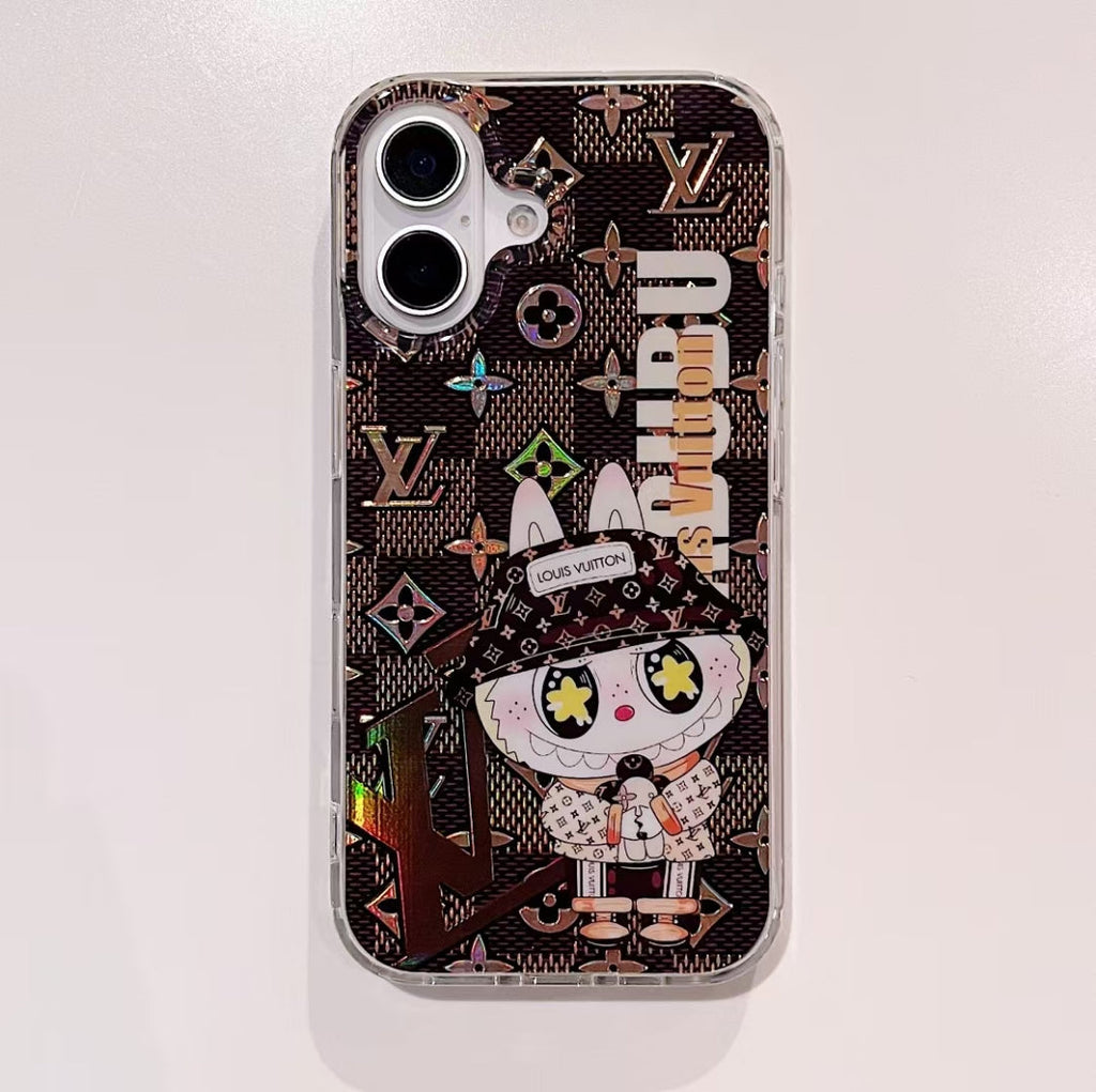 Lv Transparent Phone Case Labubu Monogram Pattern