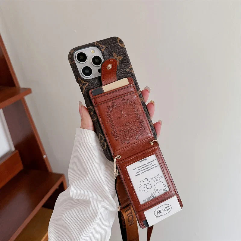 Fashion Cardholder Case Crossbody Strap For Iphone Case