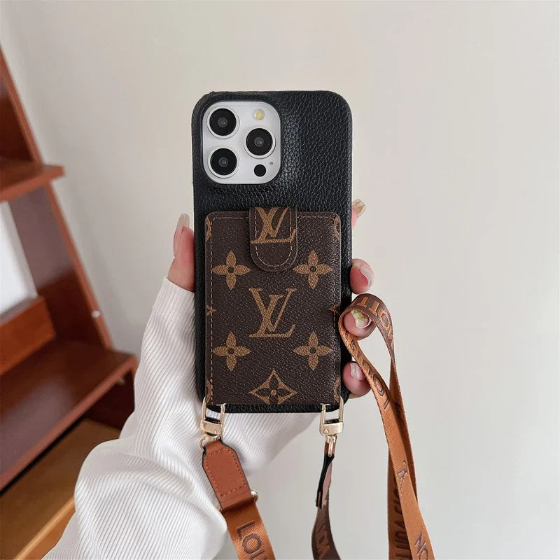 Fashion Cardholder Case Crossbody Strap For Iphone Case