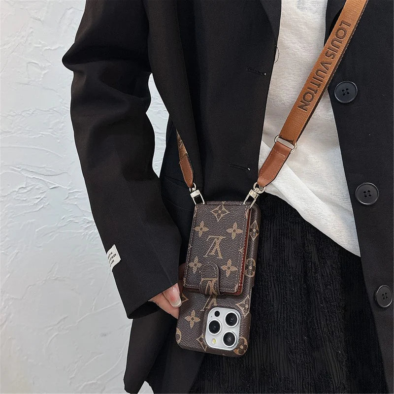 Fashion Cardholder Case Crossbody Strap For Iphone Case