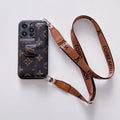Monogram Leather Crossbody Phone Case Card Holder For Iphone