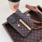 Monogram Leather Crossbody Phone Case Card Holder For Iphone