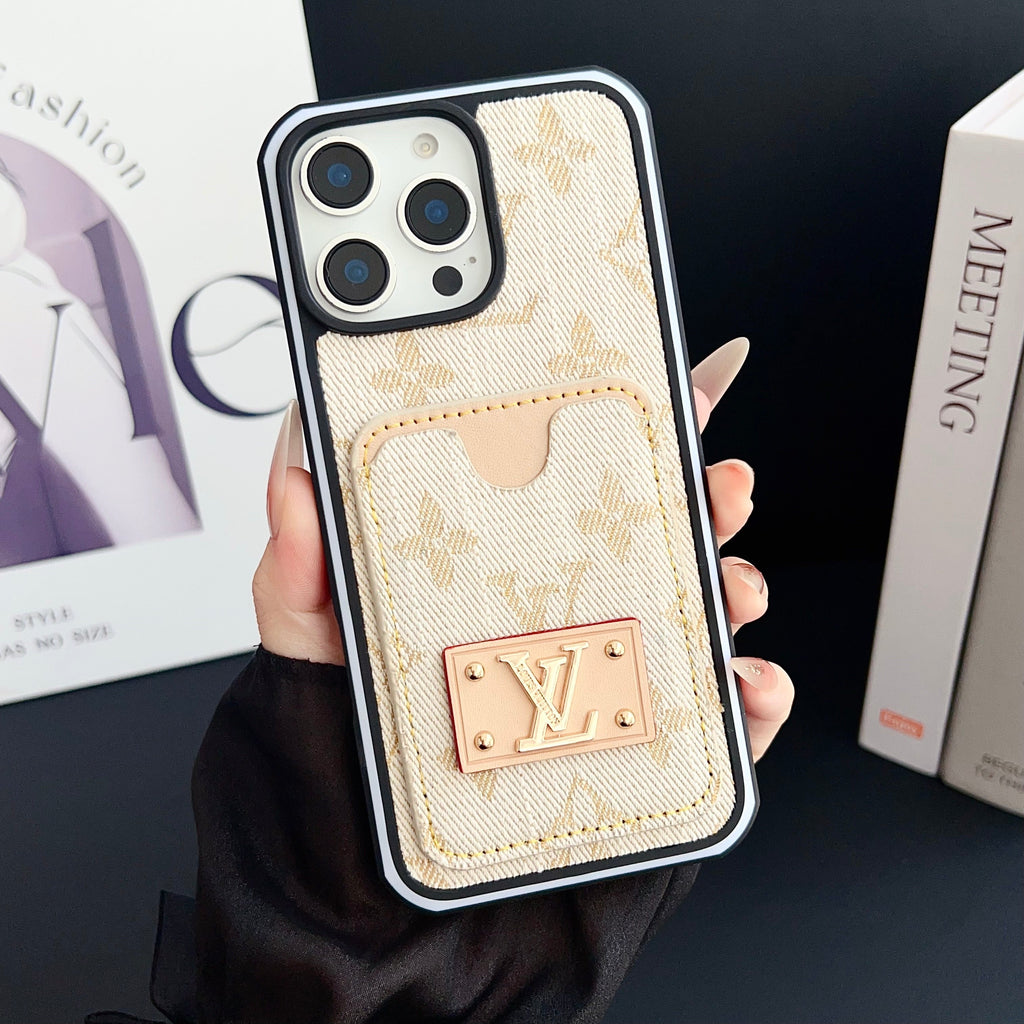 Lv Iphone Case Denim Card Holder For 12-16 Pro Max