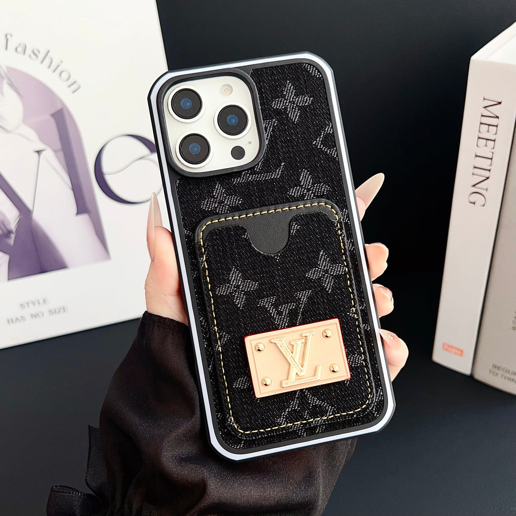 Lv Iphone Case Denim Card Holder For 12-16 Pro Max